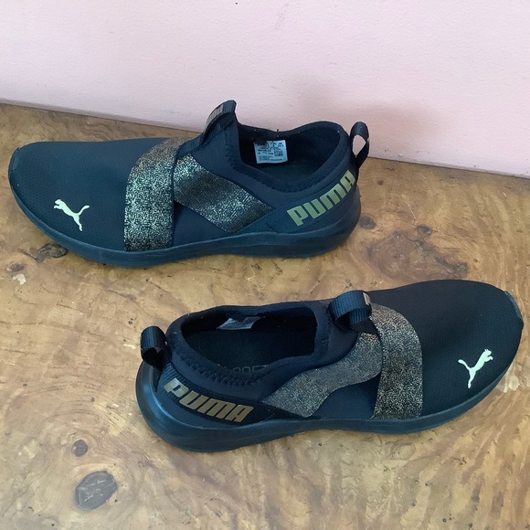 PUMA  194116-02 Prowl Slip-on Athletic Women Shoes Size 8 Soft Foam  Black Gold - Picture 8 of 12